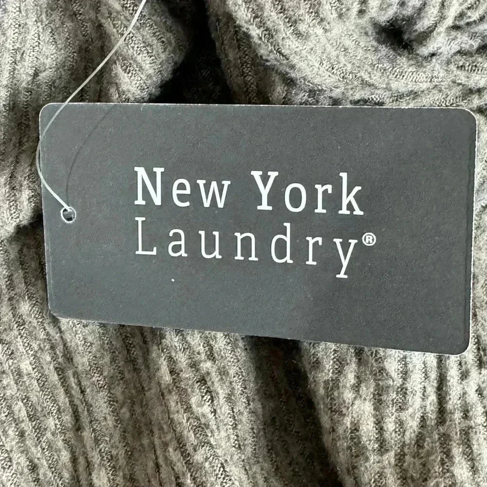 New York Laundry Crewneck Ribbed Sweater with Tie Front - Size M